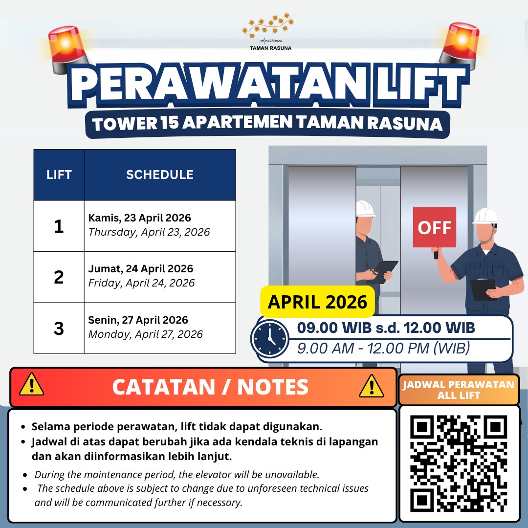 PERAWATAN LIFT TOWER 15  TR-152/IV/2026