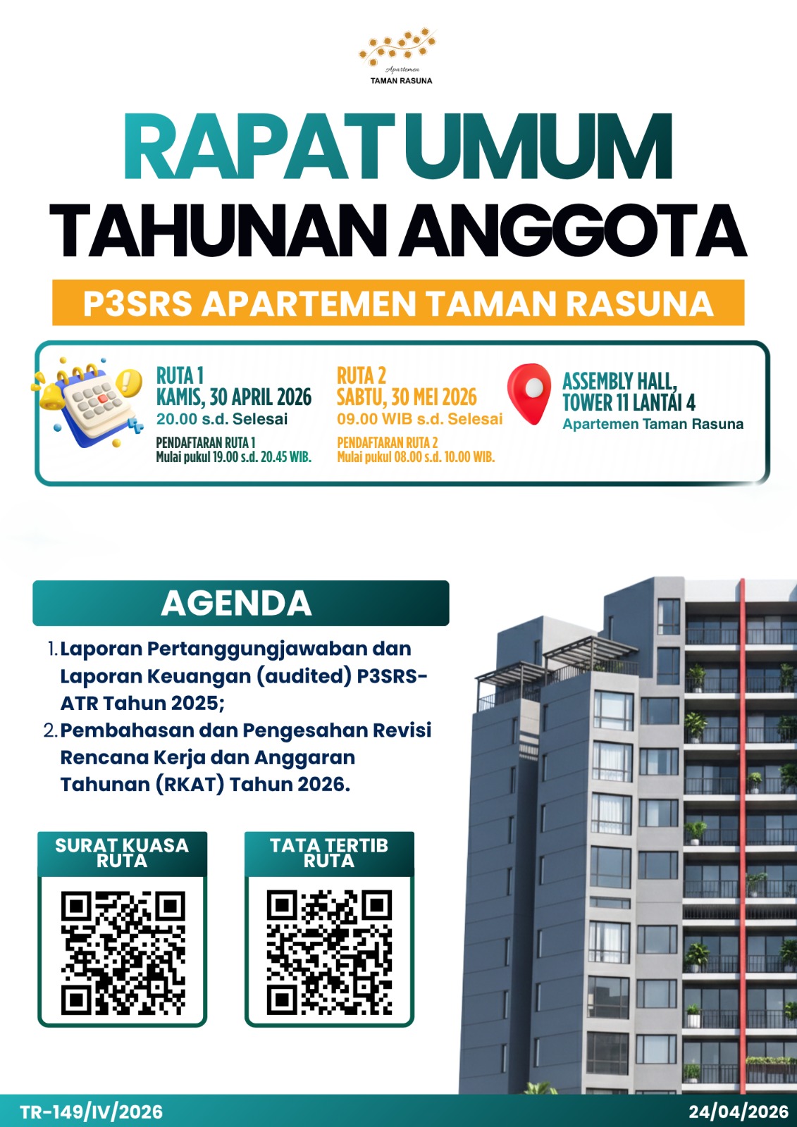 REVISI  RAPAT UMUM TAHUNAN ANGGOTA (RUTA) 2026 APARTEMEN TAMAN RASUNA
