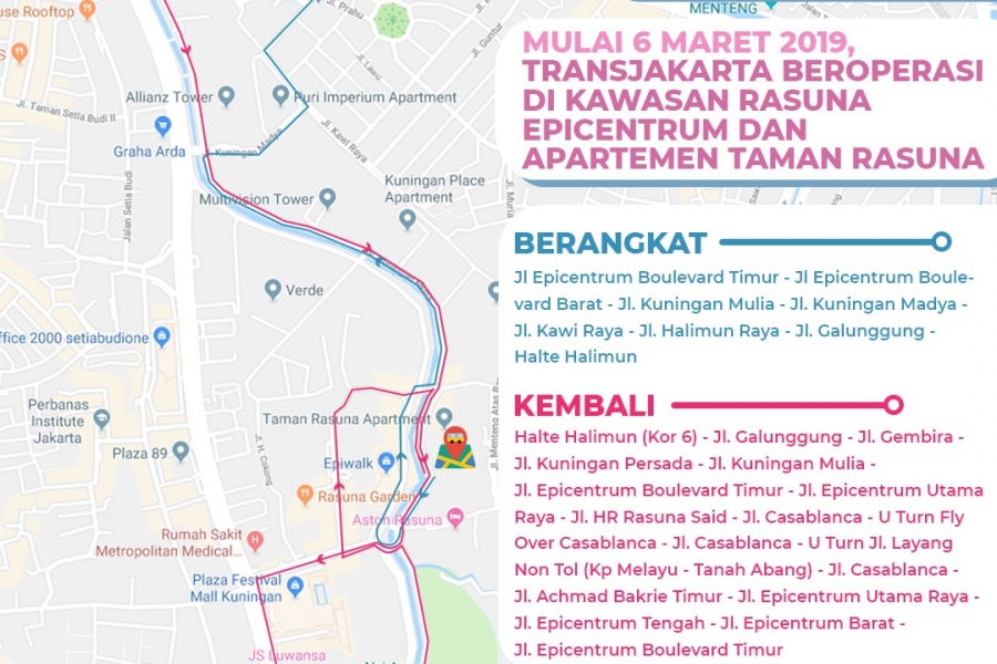 Transjakarta Beroprasi di Kawasan Epicentrum dan Apartemen Taman Rasuna