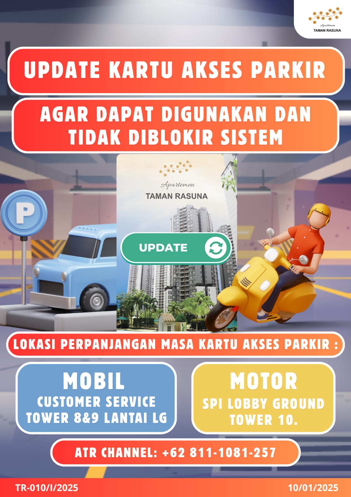 UPDATE KARTU AKSES PARKIR  TR-010/I/2025